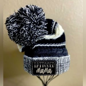 Nwt Tattooed Mama leather patch Beanie